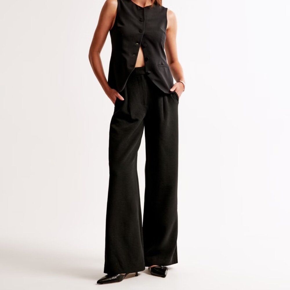 SOLD OUT STYLE! A&F Harper Tailored Premium Crepe Pant in Black Sz 32
